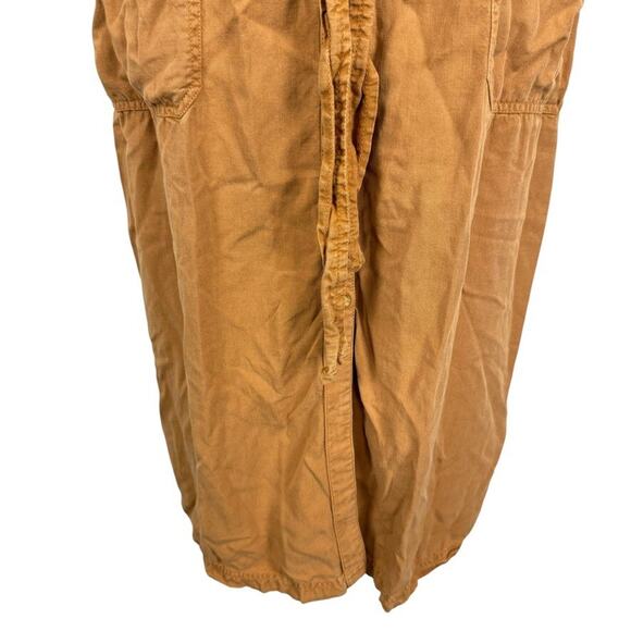 Caslon Button Down Womens Orange Tencel Soft Belted Midi Short Sleeve Dress sz M - Picture 7 of 16